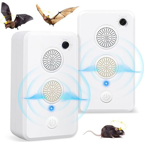 Lot de 2 répulsifs à chauves-souris à ultrasons pour greniers - Pour se débarrasser des chauves-souris - Rechargeable - Usage intérieur et extérieur - Sans danger pour l'homme (1/5)