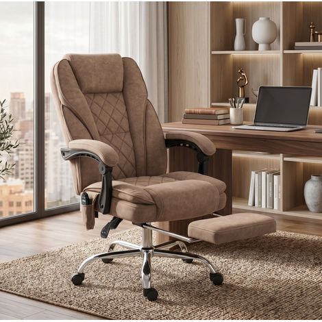 Massage-Bürostuhl mit Fußstütze, drehbar und rollbar, Braun OKMYHOME (1/5)