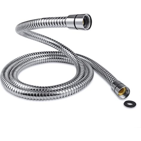 APEX Flexible de douche 2 m - 10 mm de diamètre, en acier inoxydable chromé, étanche et anti-torsion. (1/3)
