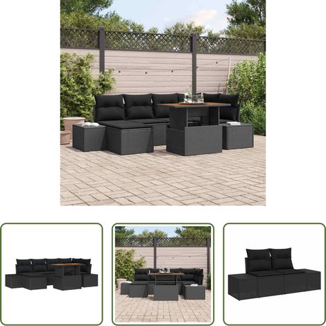 Salle à manger extérieure - Ensemble de salle à manger pour jardin 7 pcs Noir et Marron (1/5)