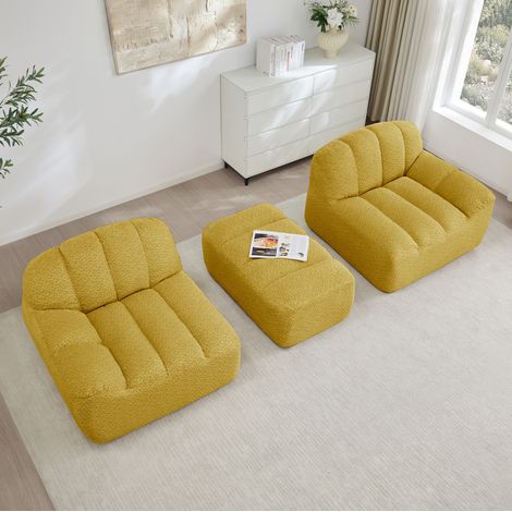 Sofá esquinero modular de 2 plazas, 210 x 165 x 79 cm, sin montaje, amarillo HAVRYA (1/5)