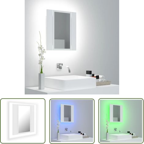 INLIFE Armoire de salle de bain à miroir à LED Blanc 40x12x45 cm (1/5)