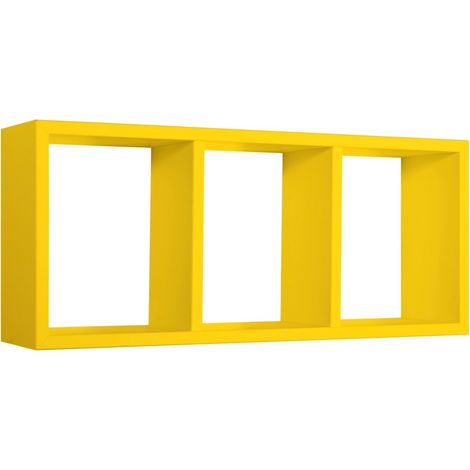 Mensola cubo 3 scomparti scaffale giallo soggiorno salotto camera moderno Tristano