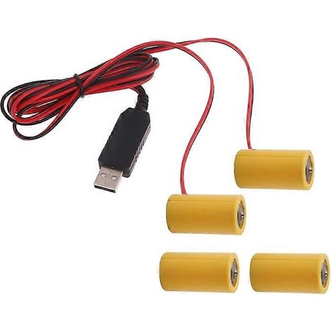 Câble d'alimentation factice USB 5V2A vers 3V1A LR14 C (96 cm) (1/5)