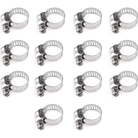 Packung mit 14 Rohrschellen aus Edelstahl 304 – verstellbar (6–12 mm) für Haushaltswasserleitungen, Schläuche und Wasserhähne (1/5)