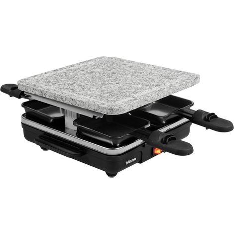 Tristar RA-2745 Raclette Rivestimento antiaderente, Spia luminosa, 4 vaschette, con barbecue in pietra Nero, Grigio (1/5)