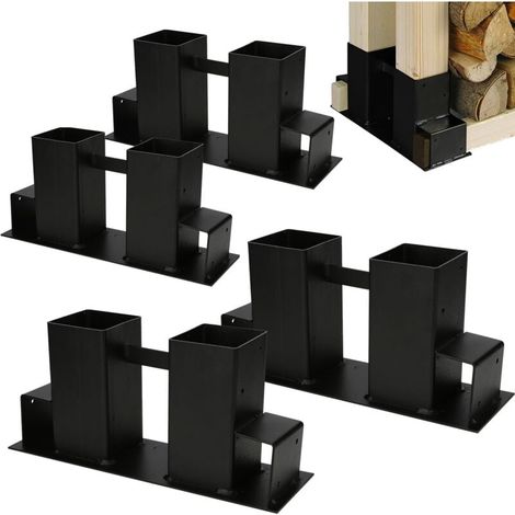 EINFEBEN Aide à l'empilage du bois de chauffage Noir 4x (1/4)