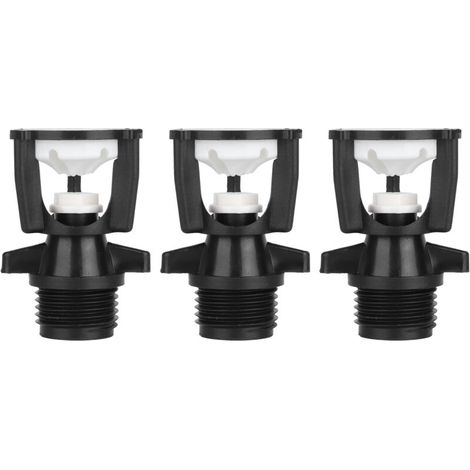Lot de 3 arroseurs en plastique, filetage mâle G1/2 DN15, buse de pulvérisation rotative à 360° pour jardin et pelouse, noir et blanc-AquaForge (1/3)