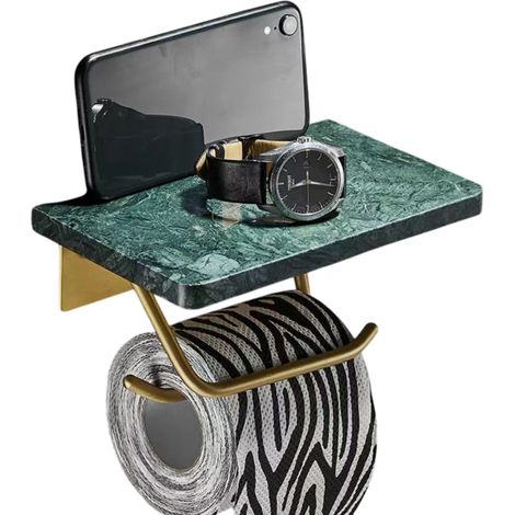 Porte-papier toilette de luxe Nordic Light en marbre, grand format, avec porte-serviettes multifonctionnel et double porte-papier toilette. (1/5)