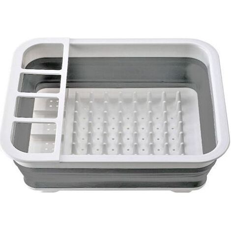 Égouttoir à vaisselle pliable en silicone, gain de place, couleur grise, pour évier et plan de travail, pratique et résistant (1/5)