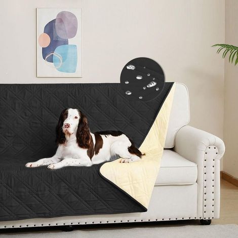 DUJUIKE 100% Housse imperméable canapé. Housse de canapé pour Chien.Housse Impermeable canape lit. avec Base antidérapante. Protection canapé Chien. Chat(Noir.173-208 cm) (1/5)