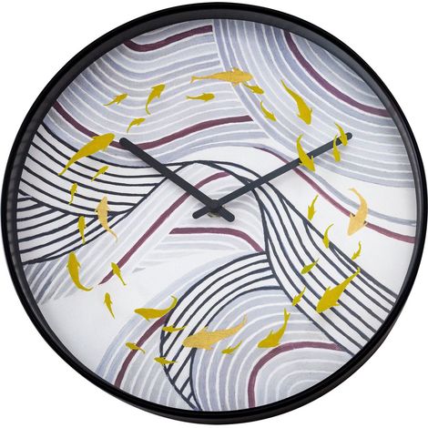 Horloge murale silencieuse 30 cm en plastique gris design carpes - PANGIVO (1/5)