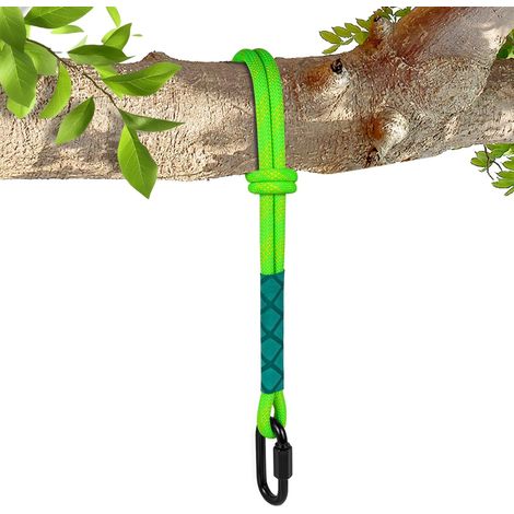 1.5M Corde de Balançoire Hamac Réglable avec Crochet, Jusqu'à 440 lbs, 10mm Diamètre, pour l'alpinisme en Plein Air Sauvetage d'urgence Accessoires (Vert) (1/5)