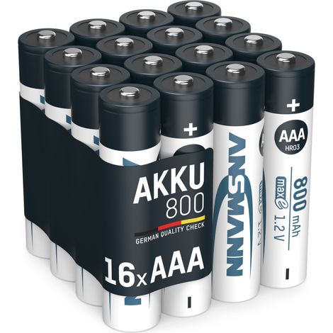 ANSMANN Akku Micro AAA 800 mAh 1,2V Ni-MH, 16 Stück (1/5)
