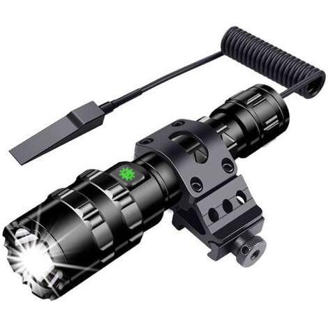FENOPLASTICALampe de poche LED extérieure Lampe de poche extérieure Lampe de poche à lumière blanche + câble USB + 4 lentilles de couleur + batterie 18650 + pressostat + support de cou tordu + velcro  (1/5)