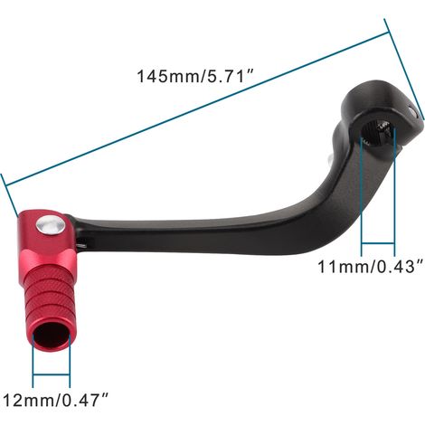 Aluminum folding gear shift lever, compatible with CRF110 off-road vehicle gear shift lever, and most models with black lever and red handle. (1/4)