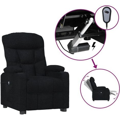 Chaise longue électrique réglable en tissu noir – Lit de relaxation avec dossier et repose-pieds inclinables, idéale pour salon ou chambre (1/5)