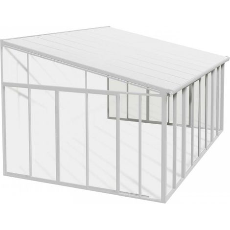 Lean To Greenhouse Sanremo Veranda 4 x 4.25 - Polycarbonate/Acrylic - L435 x W385 x H310 cm - White