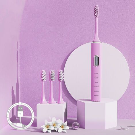 Brosse à dents électrique sonique pour adultes - Charge rapide en 5 heures et 60 jours d'autonomie, brosse à dents sonique avec 3 têtes de brosse, 5 modes, Son-AquaForge (1/4)