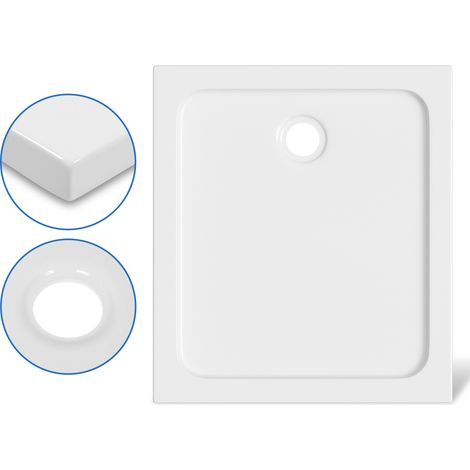 TolleTour Receveur de douche extra-plat 90 x 80 cm rectangulaire blanc avec évacuation Ø 90 mm noire (1/5)