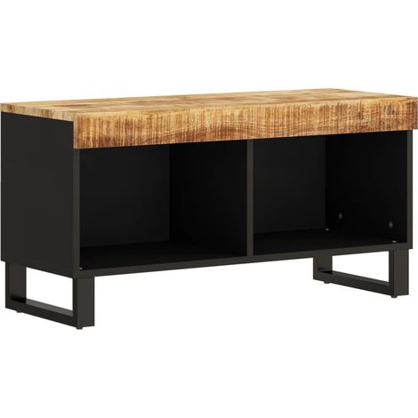 Meuble TV industriel avec rangement spacieux 85 x 33 x 43 cm en bois massif de manguier naturel (1/5)