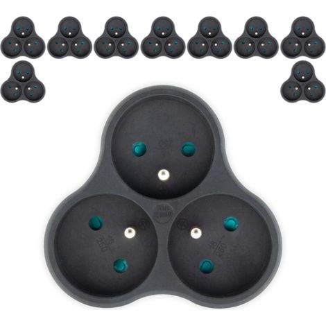 Lot de 10 triplites recyclées bioplastique - 3x16A - Noir - Zenitech