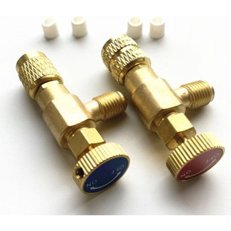 2 Pcs Remplissage Réfrigérant Soupape de Sécurité Coupleur Rapide Air Conditionné R410A R22 Connecteur Adaptateurs, (1/4)