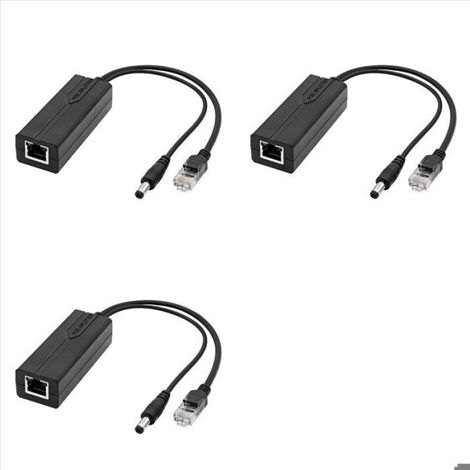 3X Séparateur PoE, Adaptateur Actif 48V vers 5V, Port DC 5,5x2,1mm, Compatible IEEE 802.3af/at, pour Caméra IP (1/5)