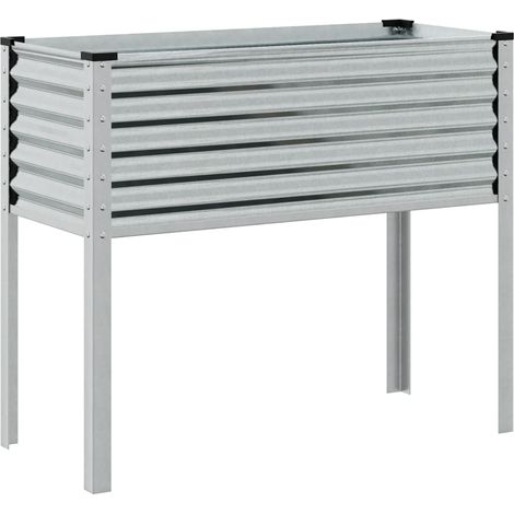 Macetero bancal elevado plantas flores terraza jardín 100 x 41 x 90 cm acero inoxidable Plata 020037275