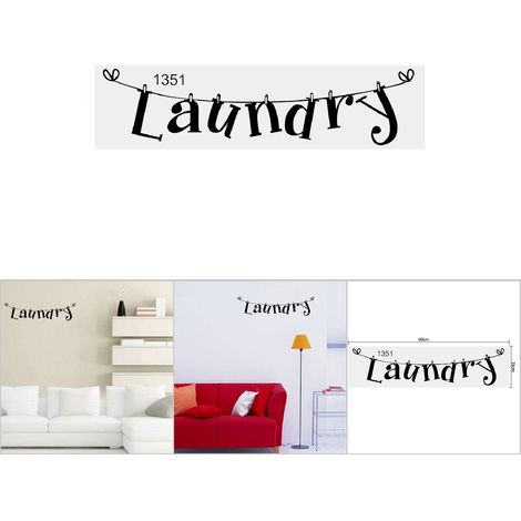 1Pc Autocollant Mural Vinyle Citation Lessive Décor Maison Moderne Décoratif Amovible (1/5)