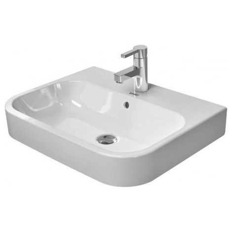 Vasque à poser DU Happy D.2 600 mm avec bonde, avec tuyau d'évacuation, sans tuyau d'évacuation, fermée, blanche WG