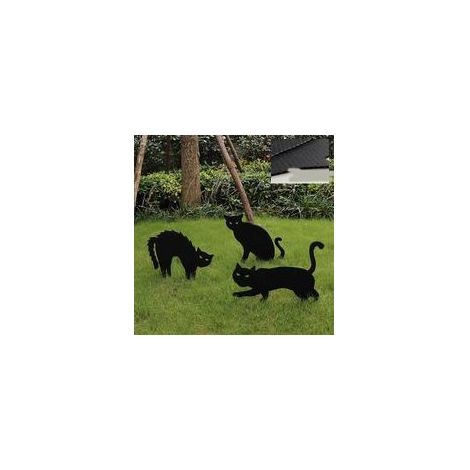 Lot de 3pcs Statue de Chat en métal Décoration jardin,Décor De figurine De Chat pour La Cour Silhouette Animale réaliste Art de Cour de Chat (1/5)
