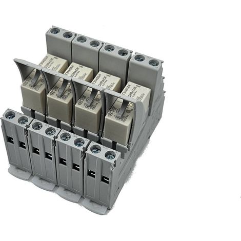 Juego de 4 módulos de relé para carril DIN: bobina de relé de 24 V CC, contacto conmutador AgNi de 16 A y 250 V CA. (1/2)