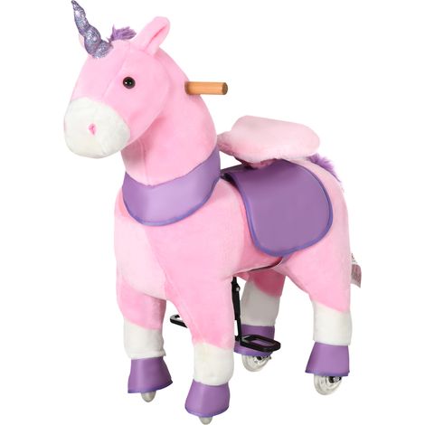 Jouet, rose 70 x 32 x 87 cm de montée à cheval bascule avec roues de licorne jeu de monture pour enfants de 3 6 ans (1/5)