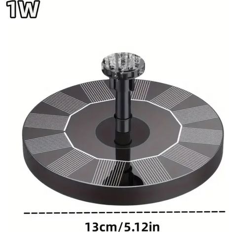 Fontaine solaire flottante d'extérieur (13 cm) pour bain d'oiseaux et aquarium, pompe submersible 7 V/1 W, décoration de jardin (1/5)