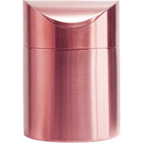 Poubelle De Bureau - Acier Inoxydable 304 - Avec Couvercle Et Anneau Fixe-Sac - Design Doré - 1.5 Litres (1/5)