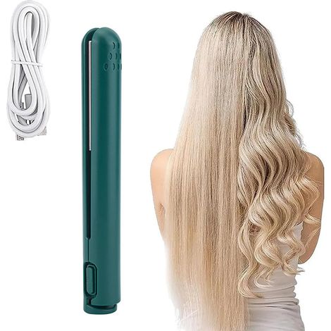 Fer à boucler mini deux en un pour voyage USB portable vert pour cheveux accessoire de coiffure nomade (1/5)