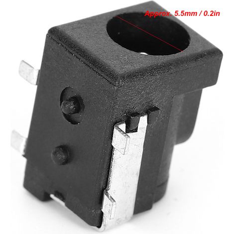 Gleichstrom-Steckverbinder (DC050, 5,5 x 2,1 mm), erhältlich in 20er-Packungen. Es handelt sich um umweltfreundliche, hochtemperaturbeständige, oberflächenmontierbare Lötplatinen mit 4 Pins. (1/5)