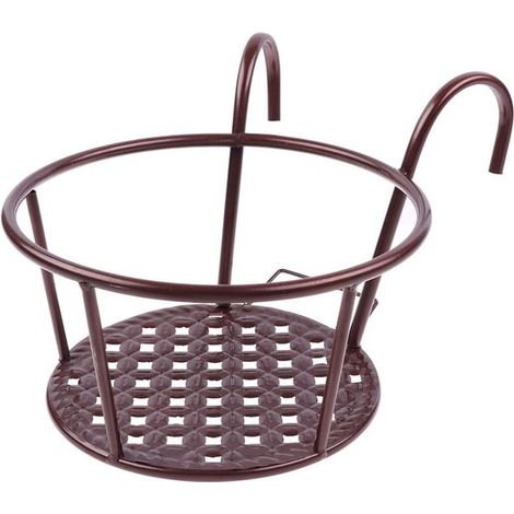 Jardinières suspendues - Support à fleurs Art Déco - Porte-pots de balcon - Étagères à plantes en métal - Pour clôture - Panier rond - Dimensions : 22 x 18 cm (1/5)