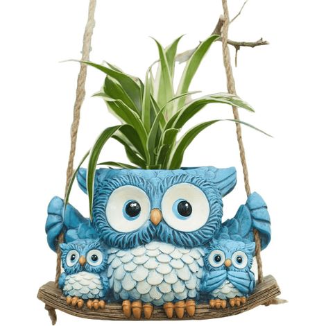 Pot À Fleurs En Forme De Chouette - En Résine - Pour Jardin Extérieur Ou Intérieur - Décoratif Et Fonctionnel - 1 Pièce (1/5)