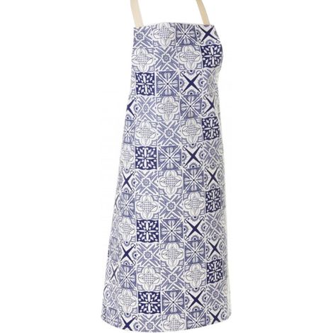 Tablier Bleu Carreaux de Ciment 100% Coton