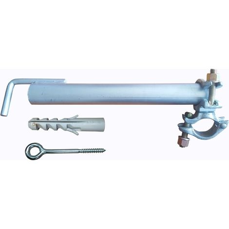 Kit d'amarrage complet pour échafaudage 0,50 m – Tube à crochet 49 mm – Collier orientable – Piton à anneau – Cheville 3,50 kg