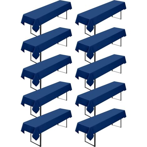 Lot de 10 nappes bleu marine 100x250cm pour bancs de bière, lavables