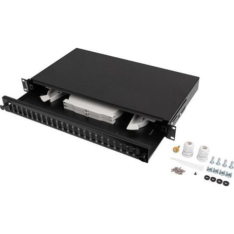 Panneau de brassage fibre optique Lanberg 24xSC Duplex / 24xLC Quad RACK 19" 1U noir + accessoires (1/5)