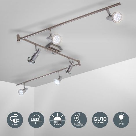 Deckenstrahler - 30W, 2400lm, LED, schwenkbar, GU10, warmweiß, matt-nickel