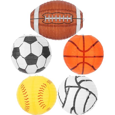 Lot de 5 Lanternes en Papier Décoratives Sportives, Suspensions Créatives de Ballons, Décorations pour Fête Sportive et Anniversaire, Légères et Faciles à Suspendre (1/5)