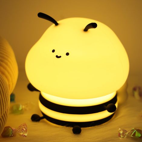 Veilleuse Bee Touch, Jolie lampe de chambre d'enfant parfaite avec 9 effets d'éclairage, gradation et minuterie, en silicone pour les chambres d'enfants (1/5)