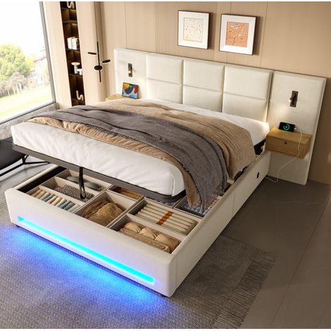 letto matrimoniale contenitore 180x200 con LED e USB OKMYHOME (1/5)