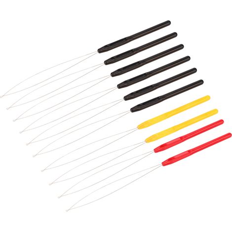 Lot de 10 aiguilles à boucle pour extension de cheveux, manche plastique, métal brillant, légères et solides, outil de tressage capillaire (1/5)