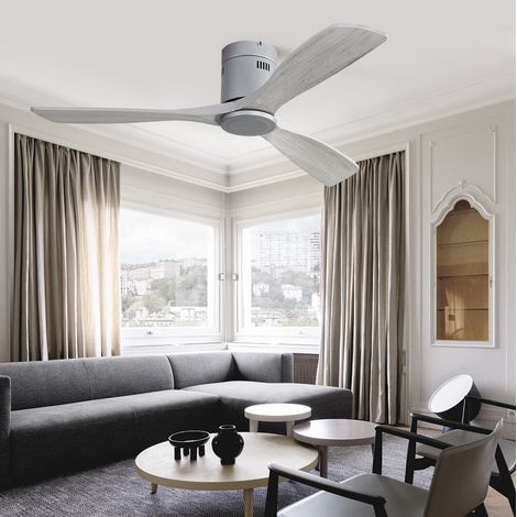 Ventilador de techo empotrable de 52" (132 cm) - Motor DC silencioso - Reversible - Control remoto - Sin luz - Para uso en interiores y exteriores cubiertos (1/5)